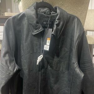 Harley Davidson men black leather jacket